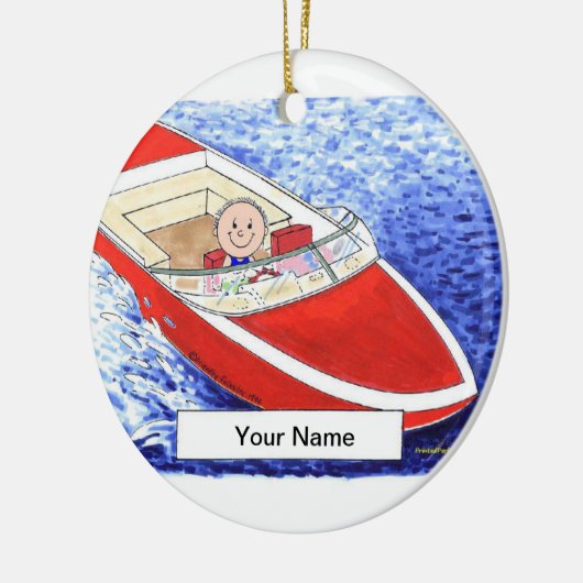 Powerboot — man keramisch ornament (Links)