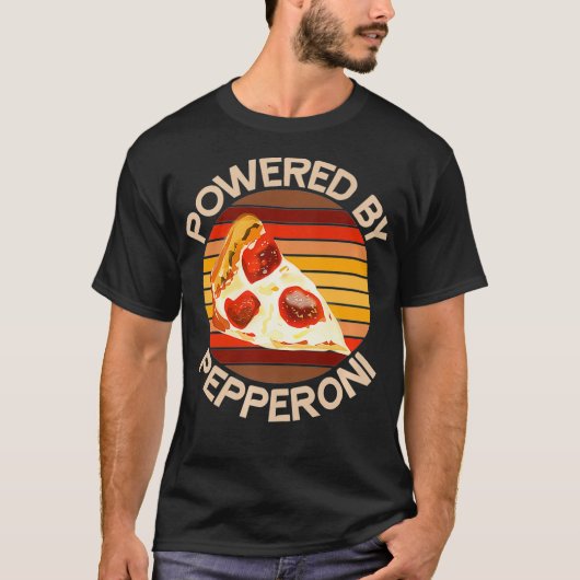 POWERD VERLEEND DOOR PEPPERONI Pizza Lover Funny M T-shirt (Voorkant)