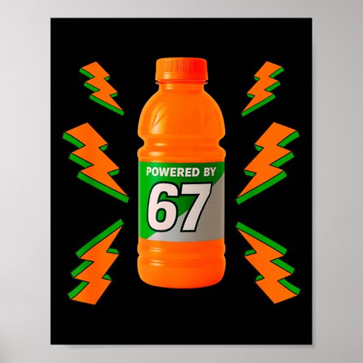 Powered By 67 Aura Energy Funny 6 7 Meme Six Seven Poster (Voorkant)