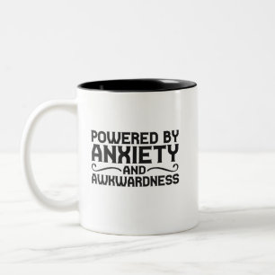 Powered By Anxiety and Awkwardness Funny Introvert Tweekleurige Koffiemok
