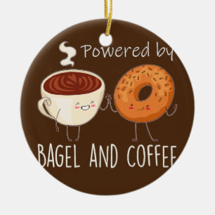 Powered by Bagel and Coffee Bagel lover Baking Keramisch Ornament