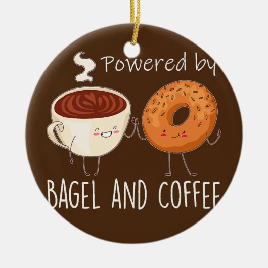 Powered by Bagel and Coffee Bagel lover Baking Keramisch Ornament (Voorkant)