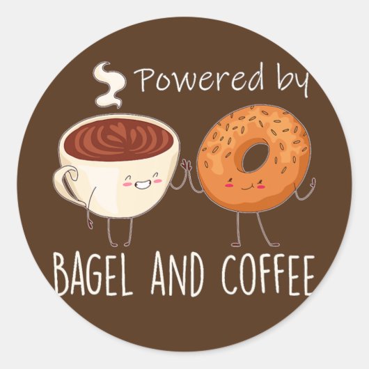 Powered by Bagel and Coffee Bagel lover Baking Ronde Sticker (Voorkant)