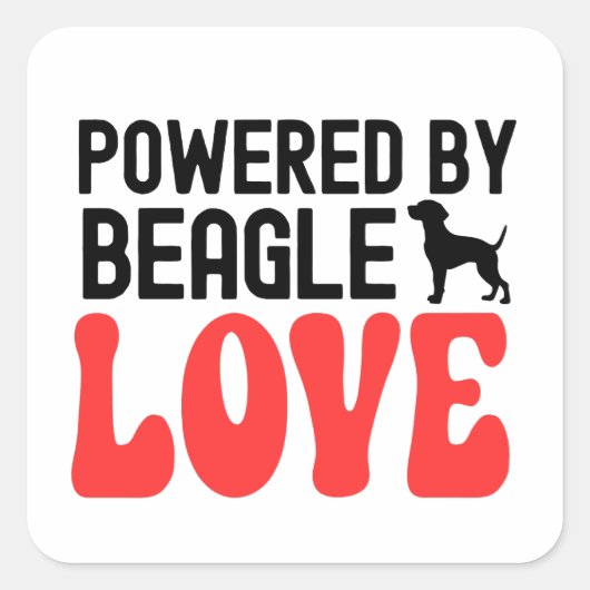 Powered By Beagle Love Vierkante Sticker (Voorkant)