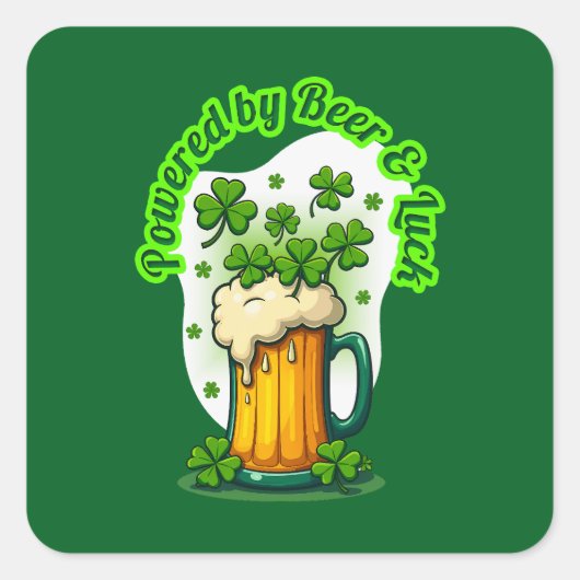 Powered by Beer St Patrick’s Day - Autocolante Vierkante Sticker (Voorkant)