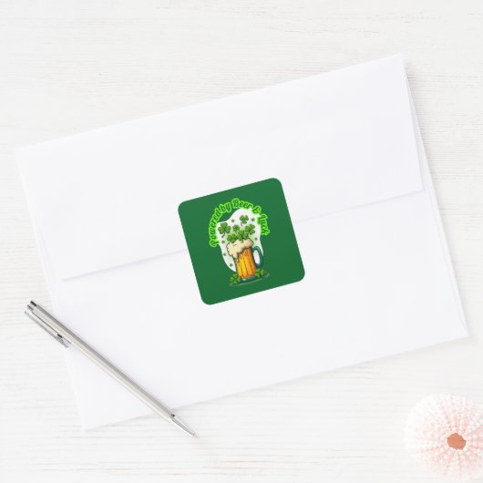 Powered by Beer St Patrick’s Day - Autocolante Vierkante Sticker (Envelop)