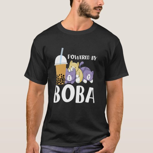 Powered By Boba Bubble Tea T-shirt (Voorkant)