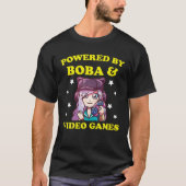 Powered by Boba Tea and Video Games Cute Kawaii Ga T-shirt (Voorkant)