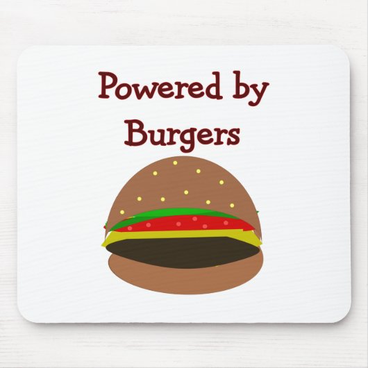"Powered by Burgers" — grappige Hamburger Lover Gi Muismat (Voorkant)