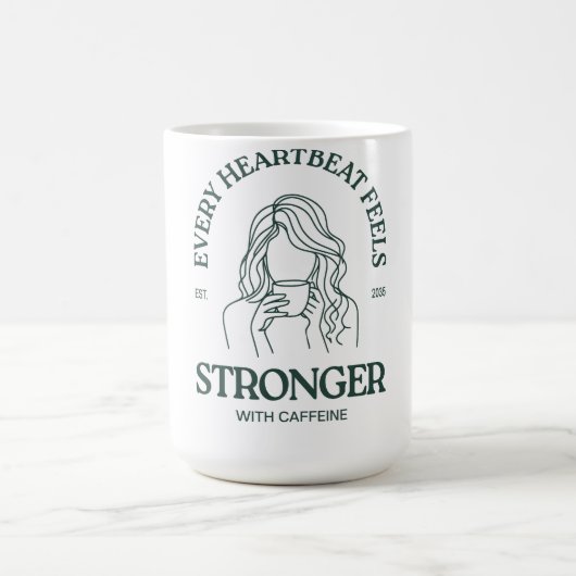 Powered by Caffeine & Heartbeats Magische Mok (Midden)