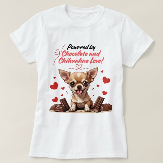 Powered by Chocolate and Chihuahua Love T-shirt (Design voorkant)