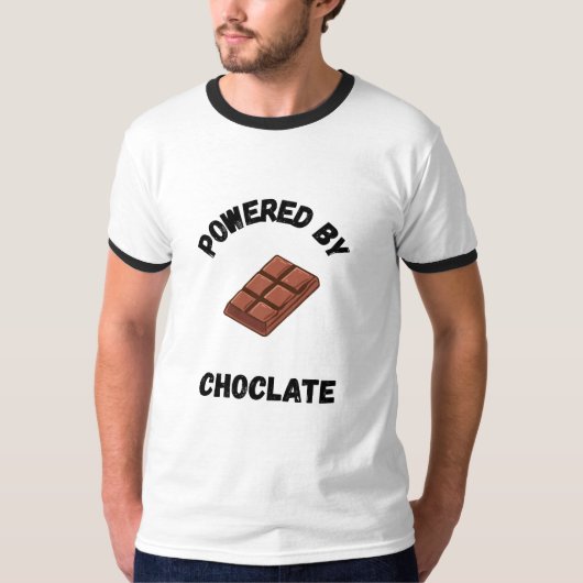 Powered By Chocolate | Funny Design T-shirt (Voorkant)
