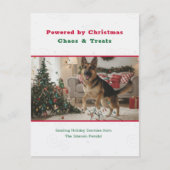 Powered by Christmas Chaos Funny Dog Pet Photo Feestdagenkaart (Voorkant)