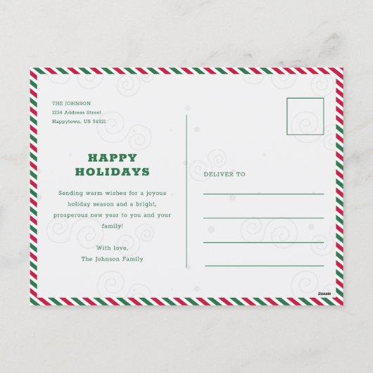 Powered by Christmas Chaos Funny Dog Pet Photo Feestdagenkaart (Achterkant)