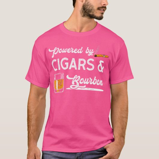 Powered by Cigars Bourbon sigaren T-shirt (Voorkant)
