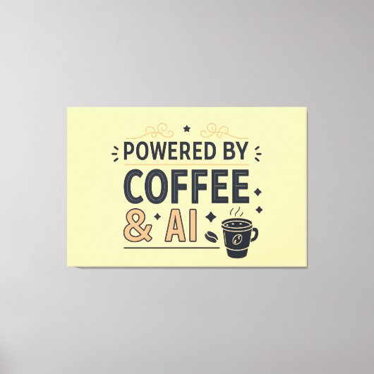 Powered by Coffee & AI Retro Tech Vector Canvas Afdruk (Voorkant)