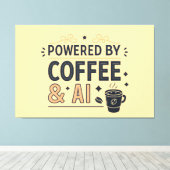 Powered by Coffee & AI Retro Tech Vector Canvas Afdruk (Insitu (Houten vloer))