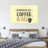 Powered by Coffee & AI Retro Tech Vector Canvas Afdruk (Insitu (Slaapkamer))