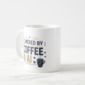 Powered by Coffee & AI Retro Tech Vector Koffiemok (Voorkant links)
