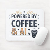 Powered by Coffee & AI Retro Tech Vector Muismat (Met muis)