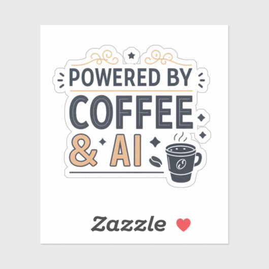 Powered by Coffee & AI Retro Tech Vector Sticker (Vel)