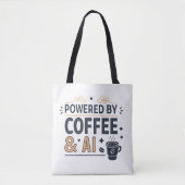 Powered by Coffee & AI Retro Tech Vector Tote Bag (Voorkant)