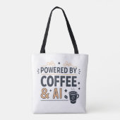 Powered by Coffee & AI Retro Tech Vector Tote Bag (Achterkant)