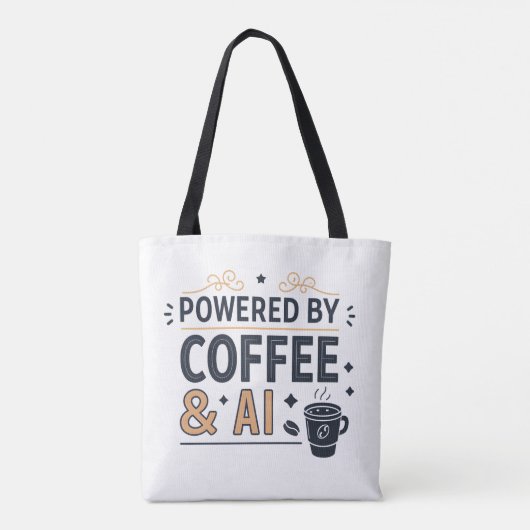 Powered by Coffee & AI Retro Tech Vector Tote Bag (Achterkant)