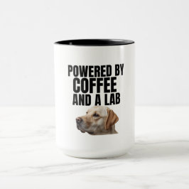 Powered by Coffee and a Lab – Yellow Lab – Coffee Mok