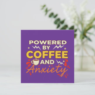 Powered by Coffee and Anxiety | Funny Retro Typogr Kaart