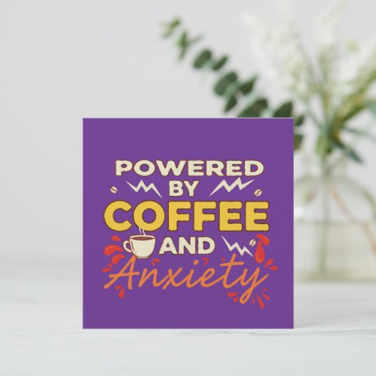 Powered by Coffee and Anxiety | Funny Retro Typogr Kaart (Staand voorkant)