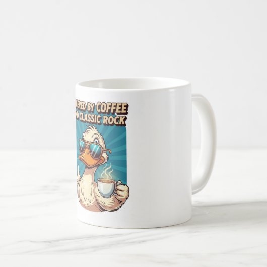 Powered by Coffee and Classic Rock - Cool Duck Koffiemok (Voorkant rechts)
