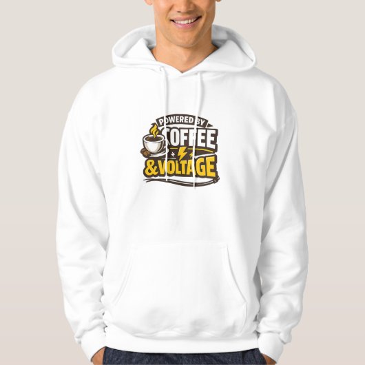 Powered By Coffee And Voltage Funny Electrician Hoodie (Voorkant)