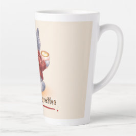 "Powered by Coffee" Cat Holding A Cup of Coffee Latte Mok