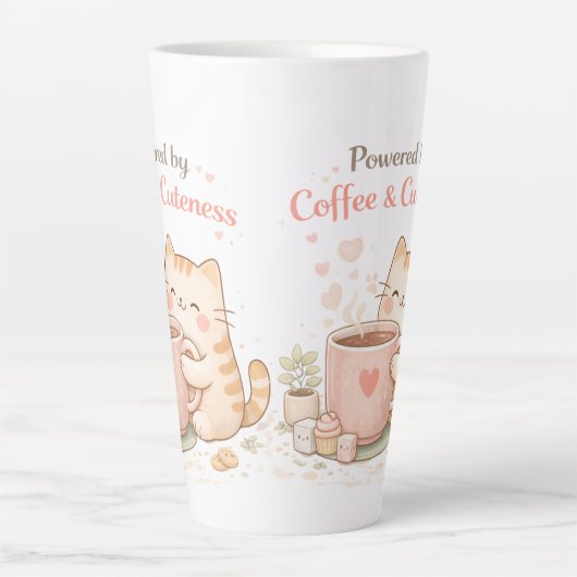 Powered by Coffee & Cuteness Cute Cat Sweet Cream Latte Mok (Voorkant)