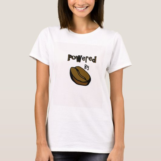 Powered by Coffee Dames T-shirt (Voorkant)