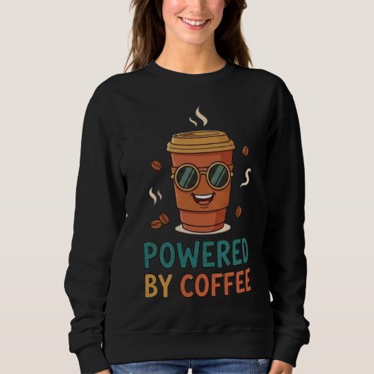 Powered by Coffee Funny Coffee Lover T-Shirt (Voorkant)