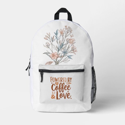 Powered by Coffee & Love – Cute Mom Life Design Bedrukte Rugzak (Voorkant)