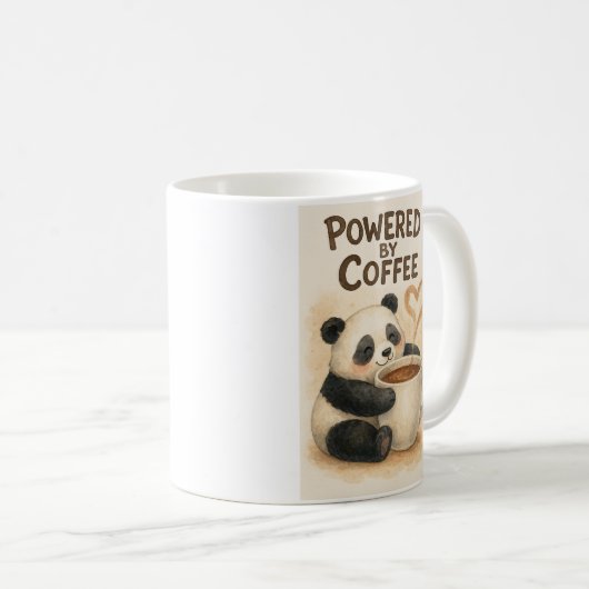 Powered by Coffee – Schattigee Panda Funny Mug Koffiemok (Voorkant rechts)
