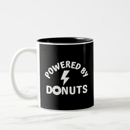 powered by donuts tweekleurige koffiemok (Links)