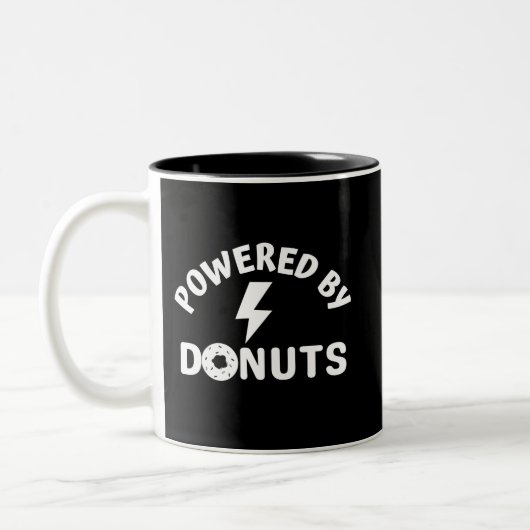 powered by donuts tweekleurige koffiemok (Links)