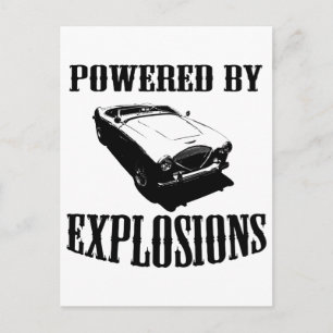 "Powered by Explosions" British Sports Car Briefkaart
