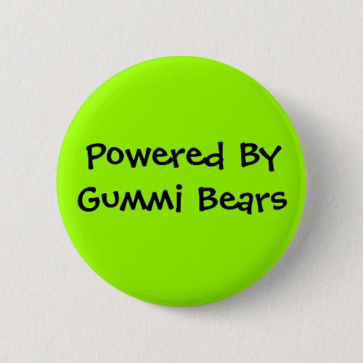 Powered by, Gummi-Beren Ronde Button 5,7 Cm (Voorkant)