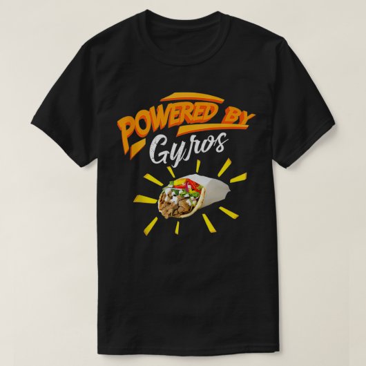 Powered By Gyros  Cute Mediterranean Dish Gift  T-shirt (Design voorkant)