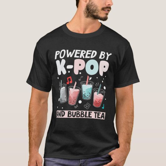 Powered By Kpop And Bubble Tea - Korean - Cute Bob T-shirt (Voorkant)