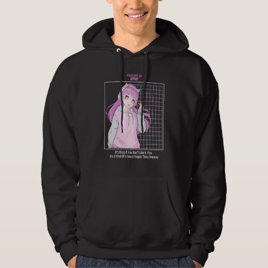 Powered By KPop Korean Pop Kdrama Music Hoodie (Voorkant)