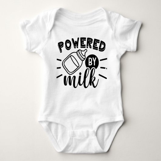 Powered by Milk Baby Bodysuit – Grappig Baby showe (Voorkant)