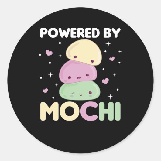 Powered by Mochi - Kawaii Mochi Ice Cream Ronde Sticker (Voorkant)