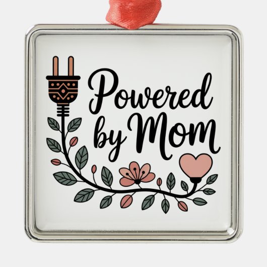 Powered By Mom Metalen Ornament (Voorkant)