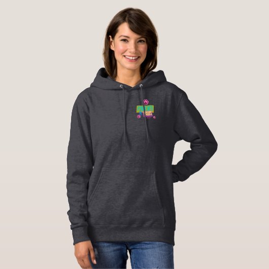 "Powered by Paws" Pink Paws Ontwerp Hoodie (Voorkant volledig)